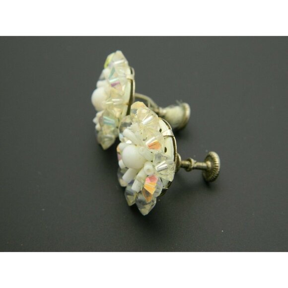 Western Germany White Clear Cluster Bead Beaded - Picture 3 of 4